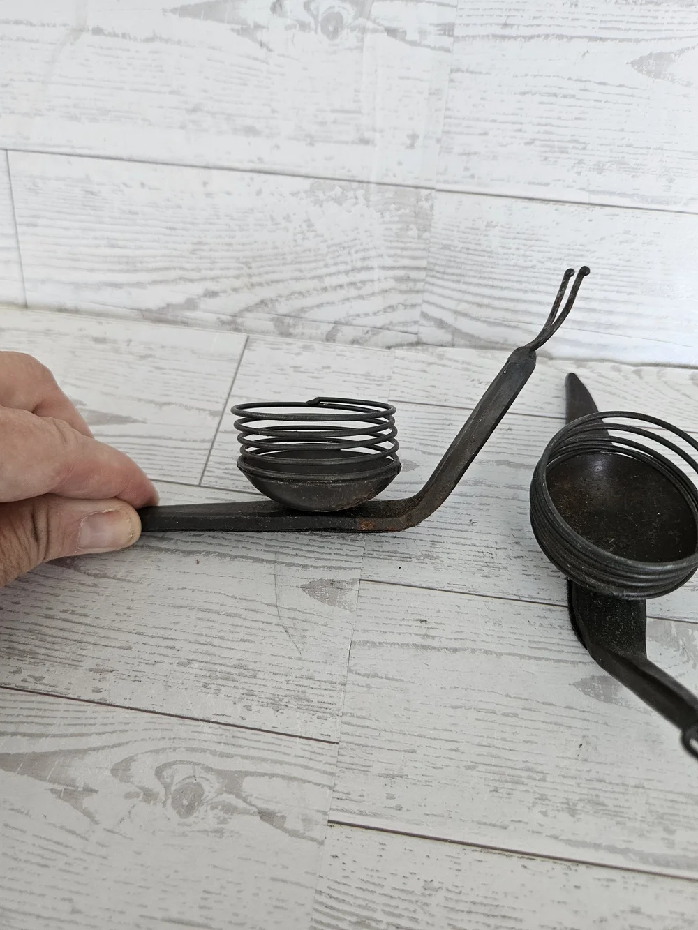 Vintage Metal Snail Candle Holders Set of 2